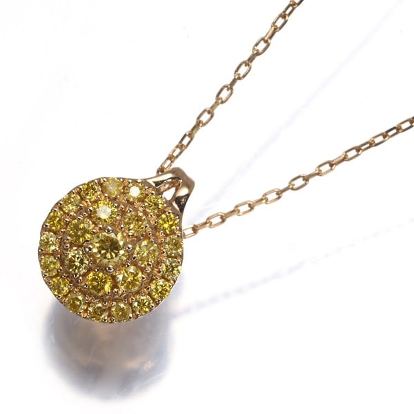 Diamond 0.20ct 18k Yellow Gold Circle Pendant Necklace (1 of 4)