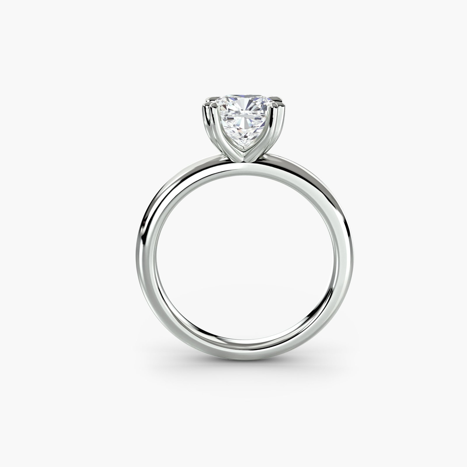 Solitaire Cushion 14Kt White Gold Ring Setting: Solitaire Cushion 14Kt White Gold Ring Setting Cushion-cut solitaire ring setting in 14Kt white gold, featuring a sturdy metal weight of 3.47 grams and a band width of 2.4mm. This elegant design