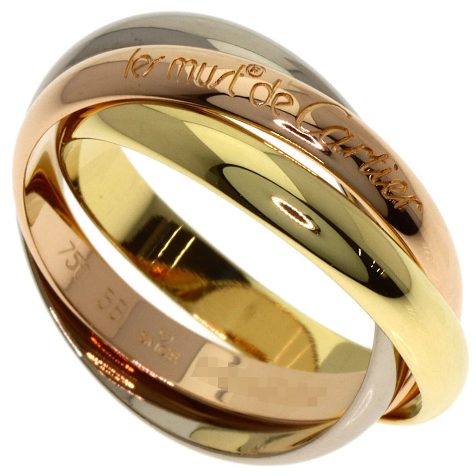 Cartier Band Ring Pink Gold (18K), White Gold (18K), Yellow Gold (18K): Cartier Band Ring Pink Gold (18K), White Gold (18K), Yellow Gold (18K) Cartier Band Ring in Pink Gold features a sleek design with a few traces of usage, some scratches and dirt visible. The ring is m