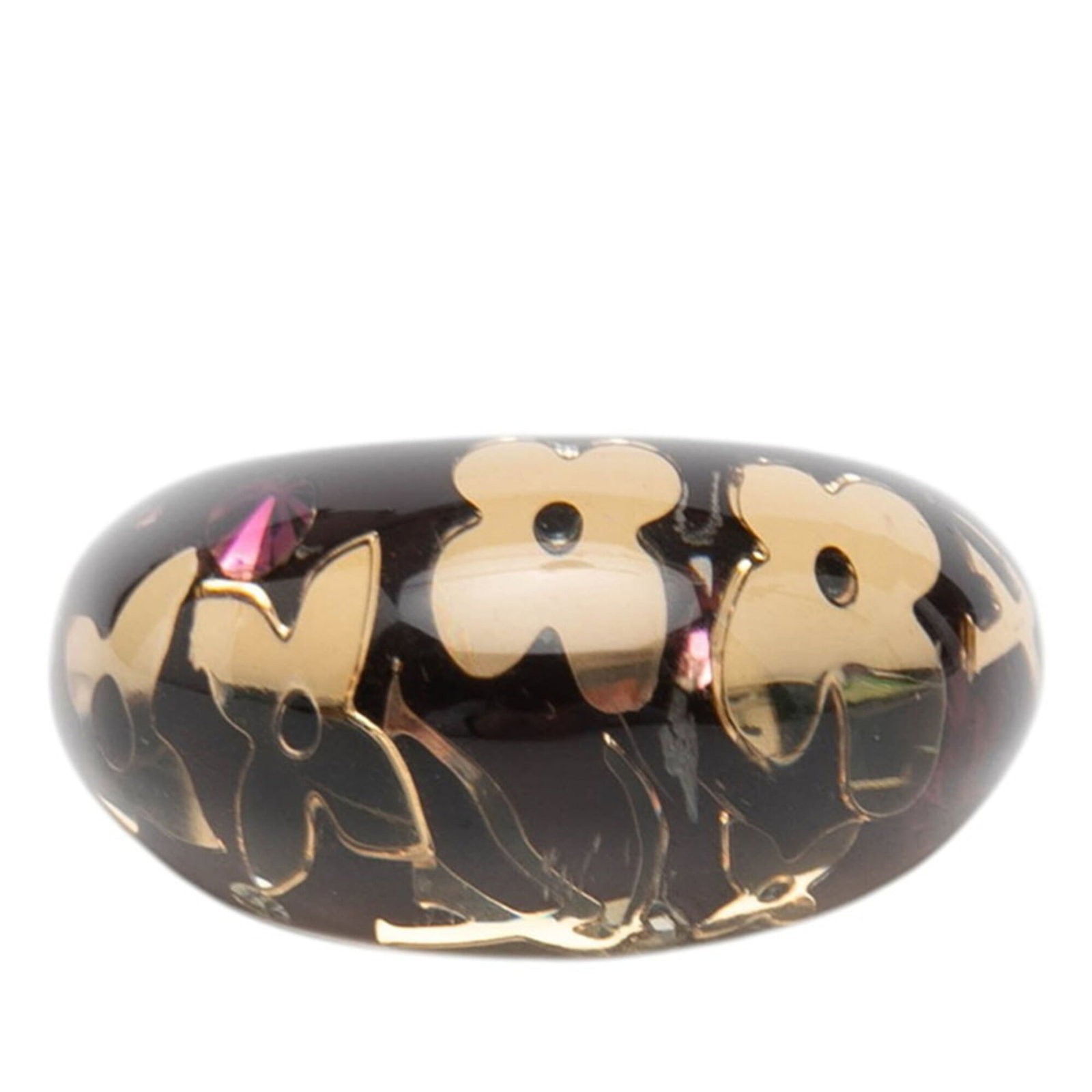 Louis Vuitton Band Ring Resin: Louis Vuitton Band Ring Resin This Louis Vuitton Band Ring Resin features a distinctive brown and gold design, showcasing the iconic brand's signature style. Made from resin, this band ring boasts a s