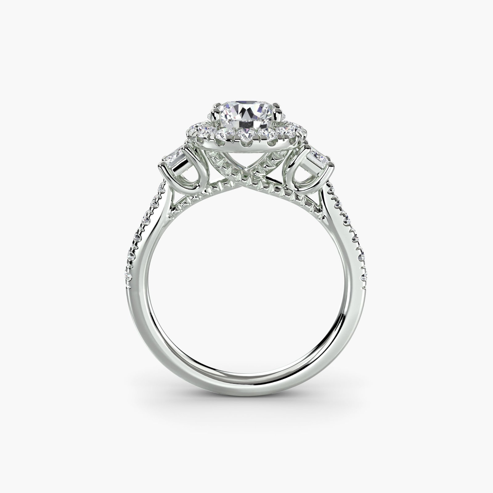 Halo Round 14Kt White Gold Ring Setting: Halo Round 14Kt White Gold Ring Setting The Halo Round 14Kt White Gold Ring Setting boasts a stunning halo of 29 side stones, totaling 0.686 carats in total cuttw, adding a touch of elegance to any ri