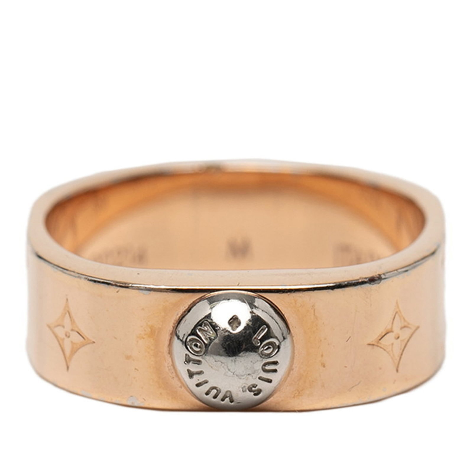 Louis Vuitton Band Ring Gold Plating: Louis Vuitton Band Ring Gold Plating Gold Plating Details Stand Out on This Louis Vuitton Band Ring. Made from Gold Plating and featuring Pink Gold Color, this band ring showcases a unique touch of lu