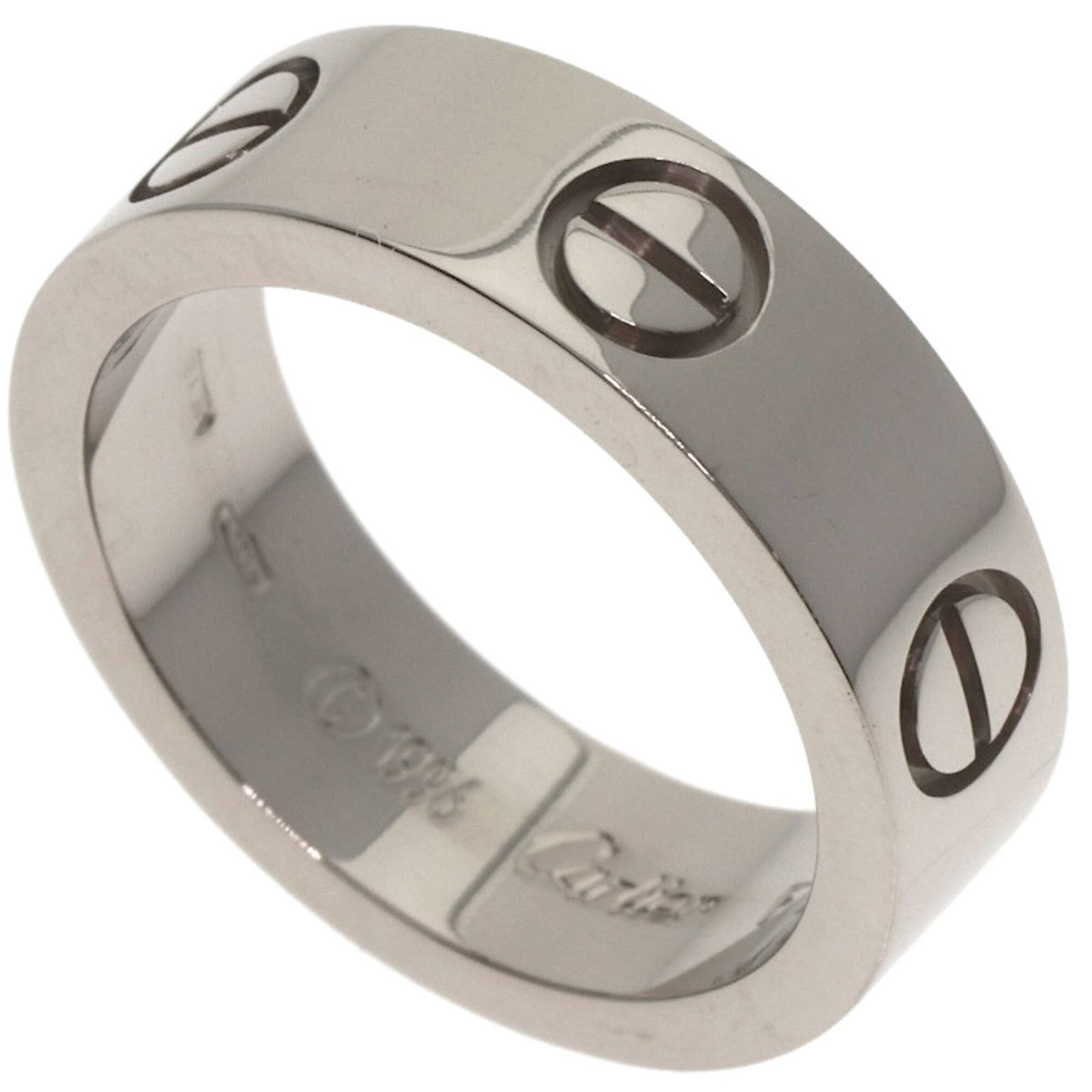 Cartier Band Ring: Cartier Band Ring Cartier Band Ring in excellent condition, featuring 18K white gold and a sleek design. The ring shows some minor signs of wear, including faint scratches and dirt, but remains in