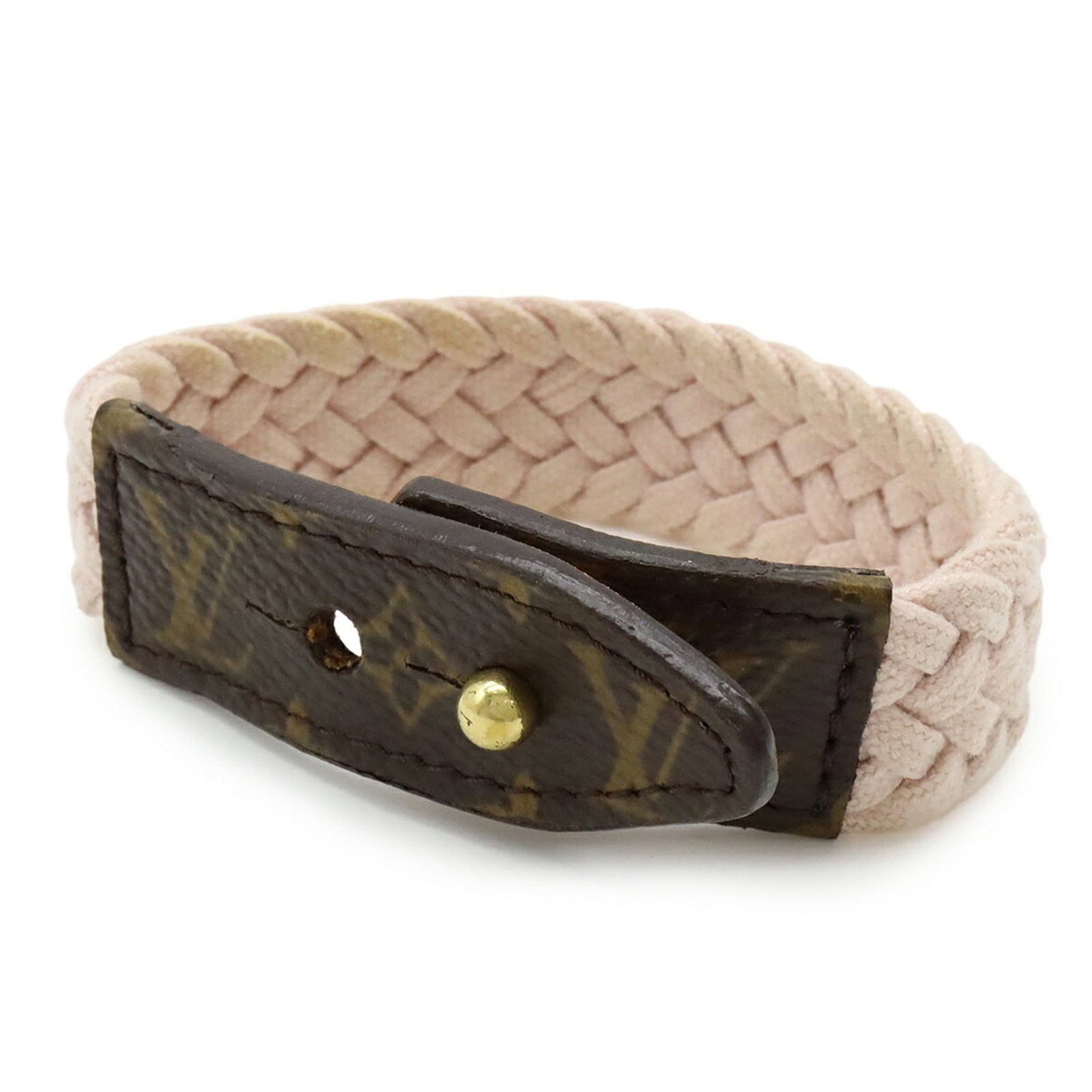 Louis Vuitton Charm Bracelet Cotton, Monogram: Louis Vuitton Charm Bracelet Cotton, Monogram Cotton and monogram charm bracelet from Louis Vuitton in pink, featuring a classic design with traces of usage visible. The 18cm length showcases the icon
