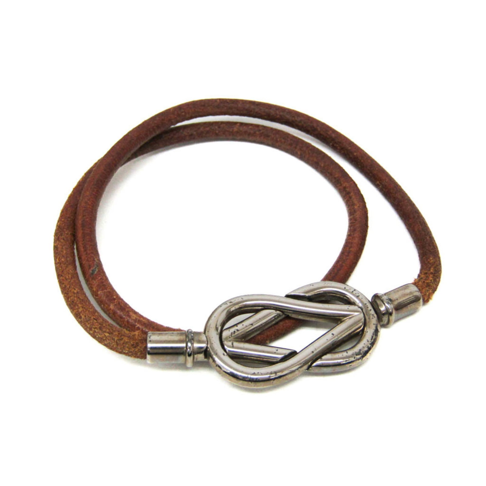 Hermes Bangle Leather, Metal: Hermes Bangle Leather, Metal The Hermes Bangle Leather, Metal boasts a rich brown leather exterior and sleek silver accents, creating a timeless and sophisticated look. Its adjustable length allows