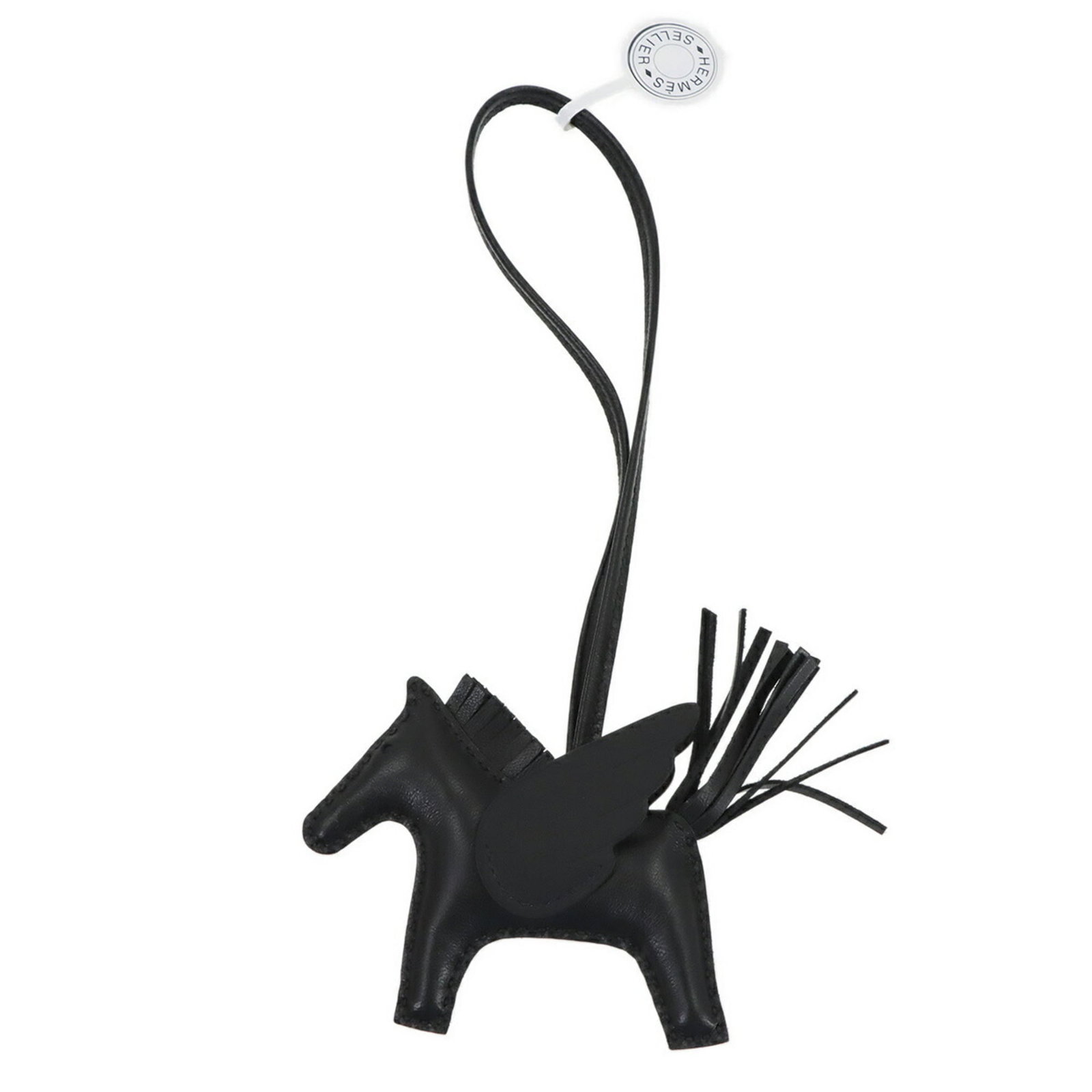Hermes Handbag Charm Agneau Milo, Swift Leather: Hermes Handbag Charm Agneau Milo, Swift Leather Agneau Milo and Swift Leather come together in this sleek Hermes Handbag Charm. The black color provides a versatile backdrop for its understated