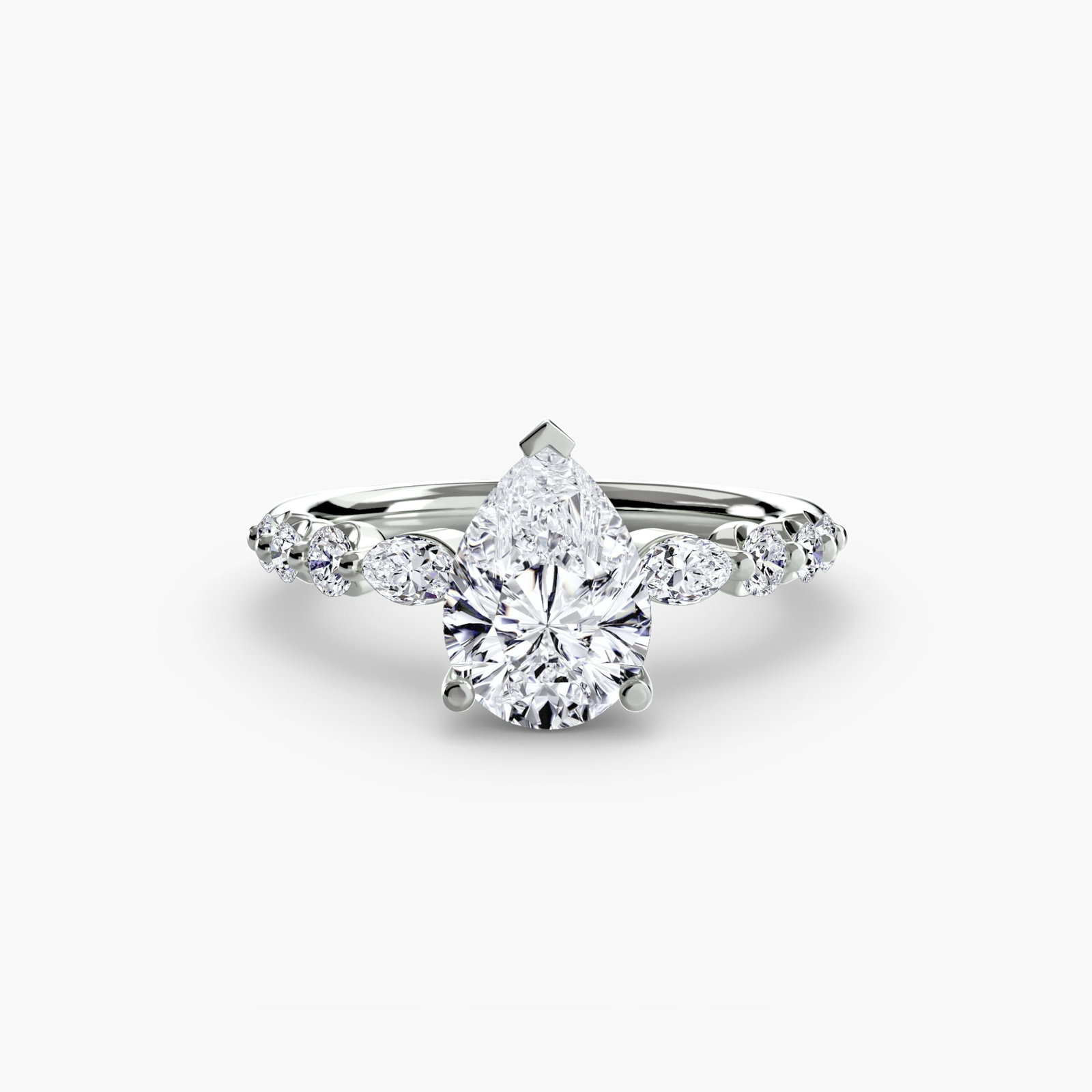 Pave Pear 950 Platinum Ring Setting - 2