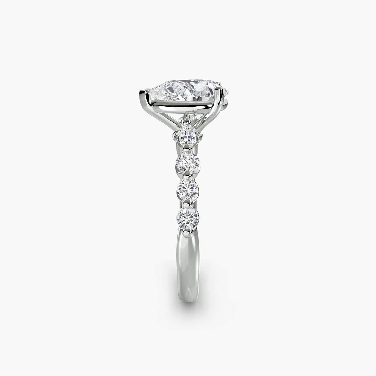 Pave Pear 950 Platinum Ring Setting - 3
