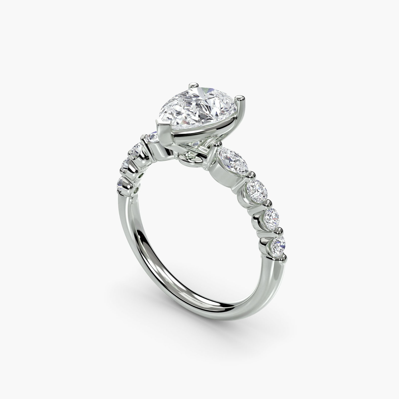 Pave Pear 950 Platinum Ring Setting - 5
