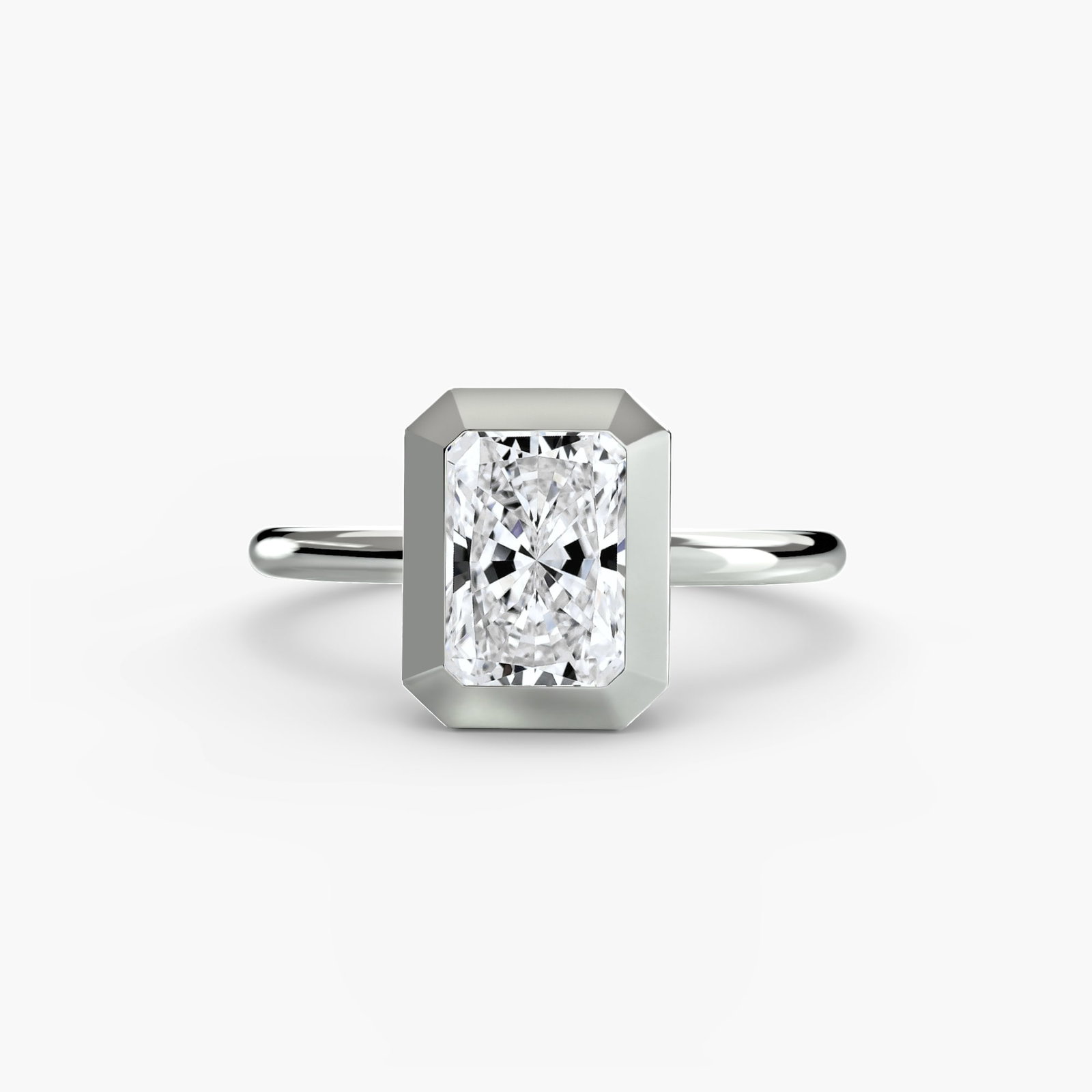Solitaire Radiant 14Kt White Gold Ring Setting - 2