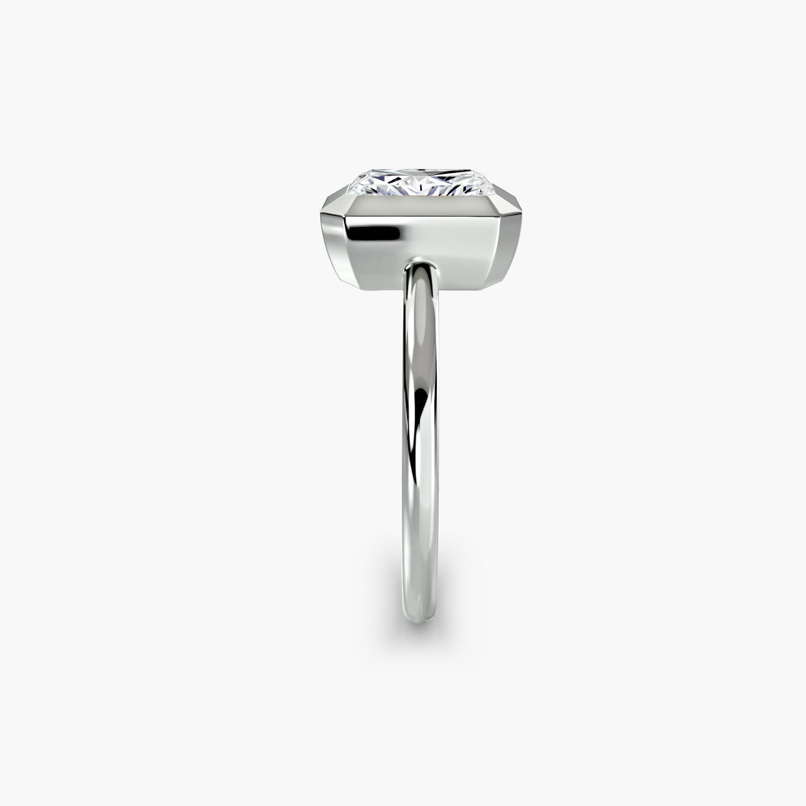 Solitaire Radiant 14Kt White Gold Ring Setting - 3