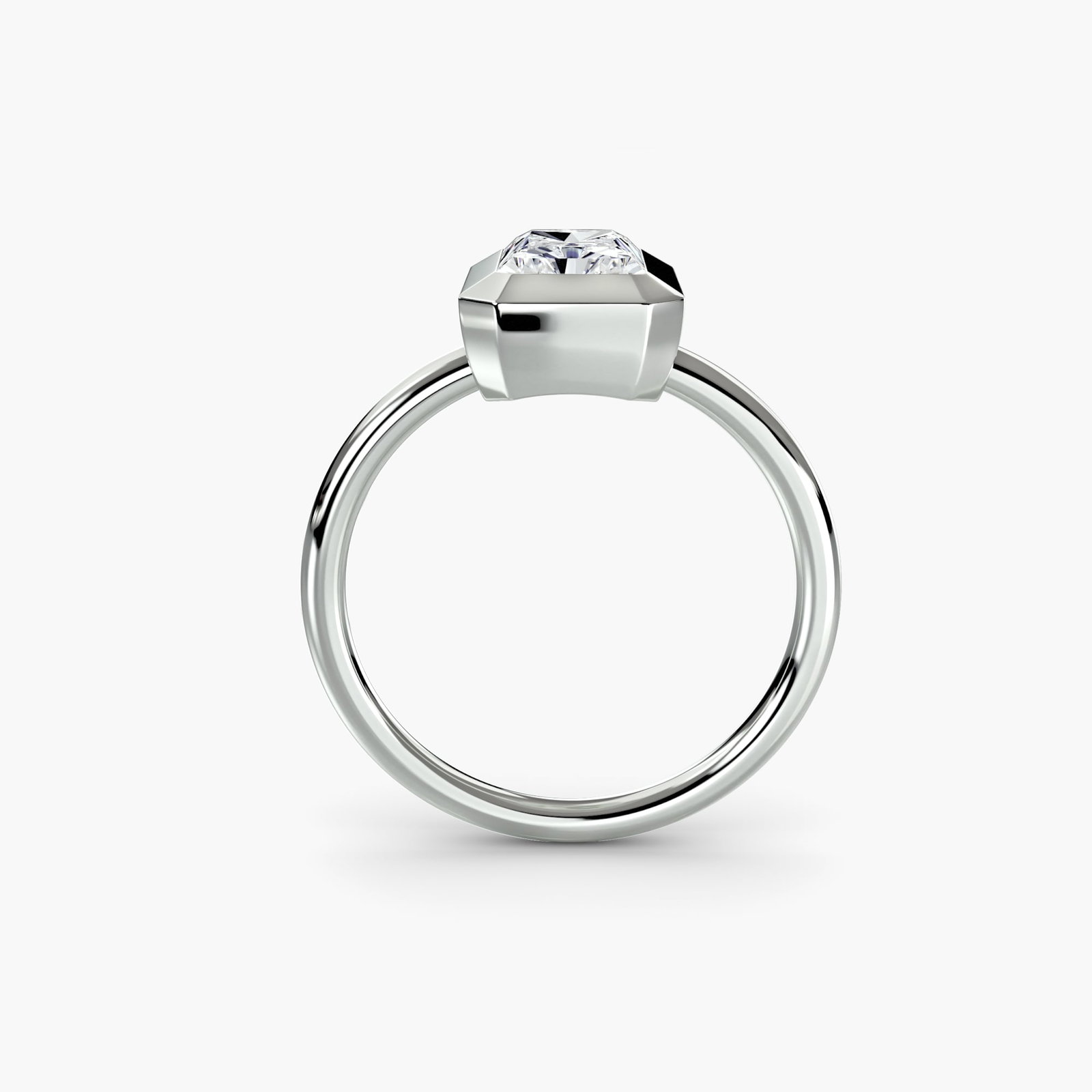Solitaire Radiant 14Kt White Gold Ring Setting - 4