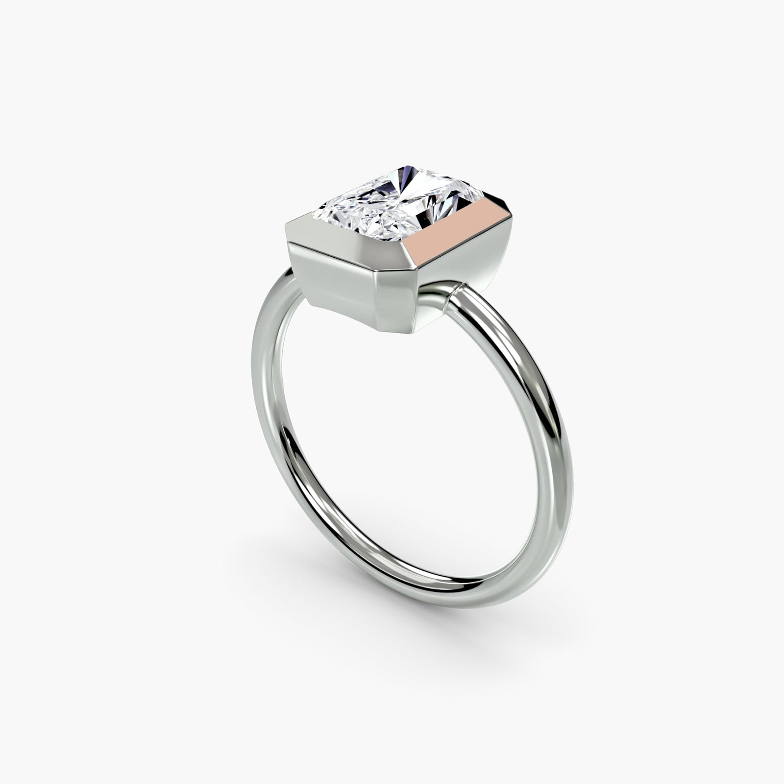 Solitaire Radiant 14Kt White Gold Ring Setting - 5