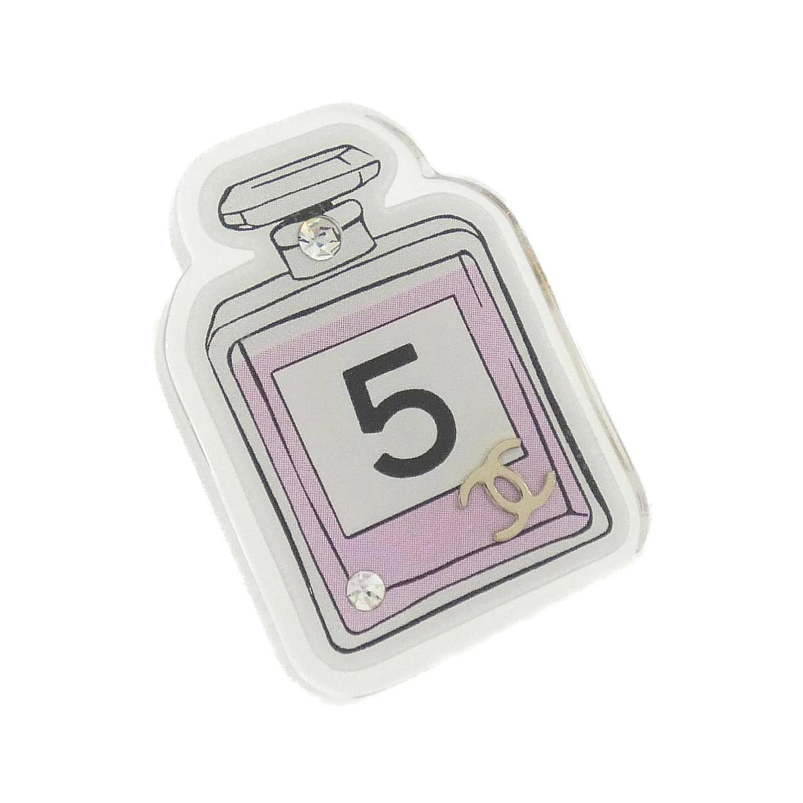 Chanel Brooch: Chanel Brooch This Chanel brooch boasts sleek black and pink hues in a classic design. Measuring 3.3cm x 2.5cm, its compact size makes it a versatile accessory for any outfit. With a few subtle signs