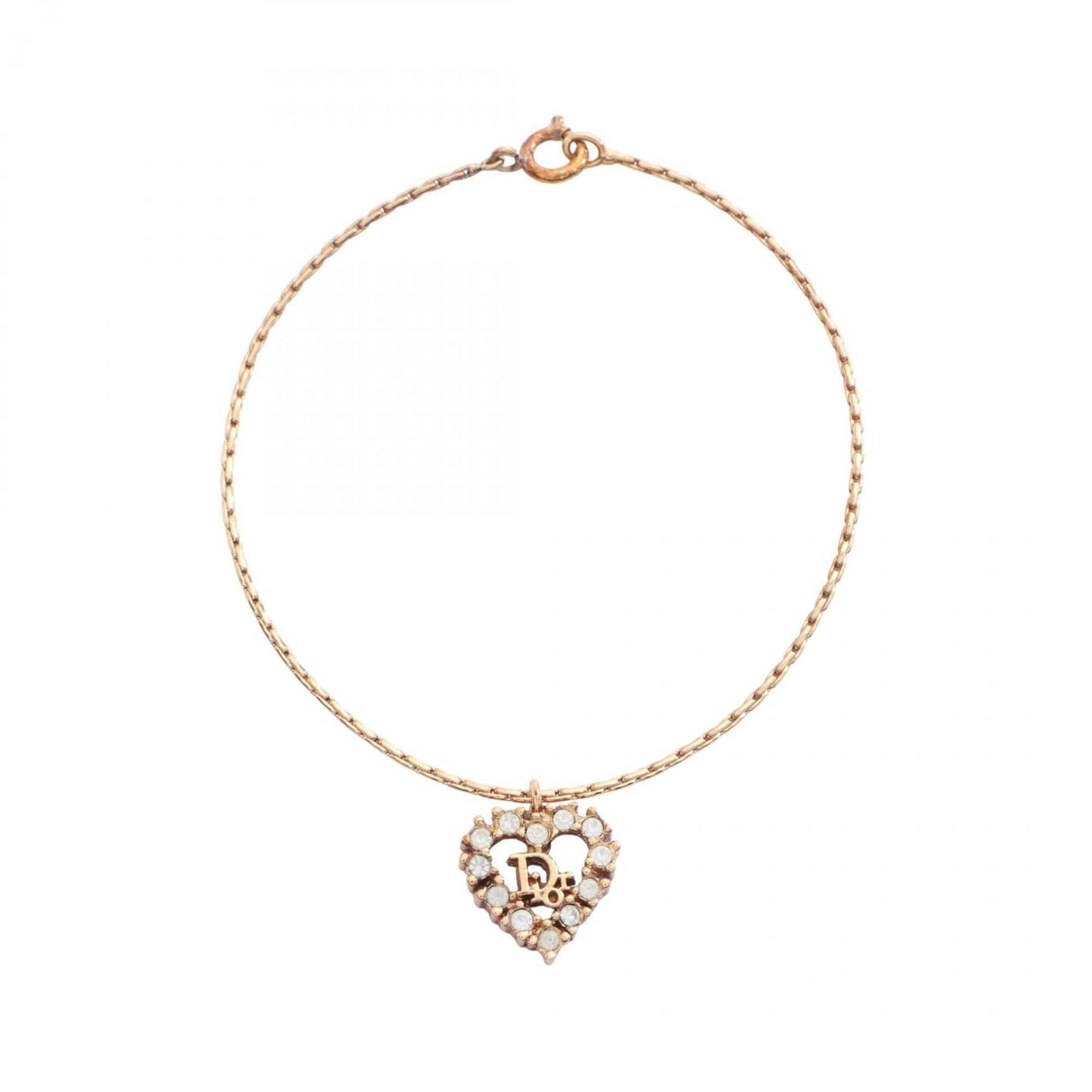 Christian Dior Charm Bracelet Gold Plating, Rhinestone: Christian Dior Charm Bracelet Gold Plating, Rhinestone This Christian Dior charm bracelet boasts a striking gold plating finish and adds a touch of glamour with its rhinestone accents. The clear