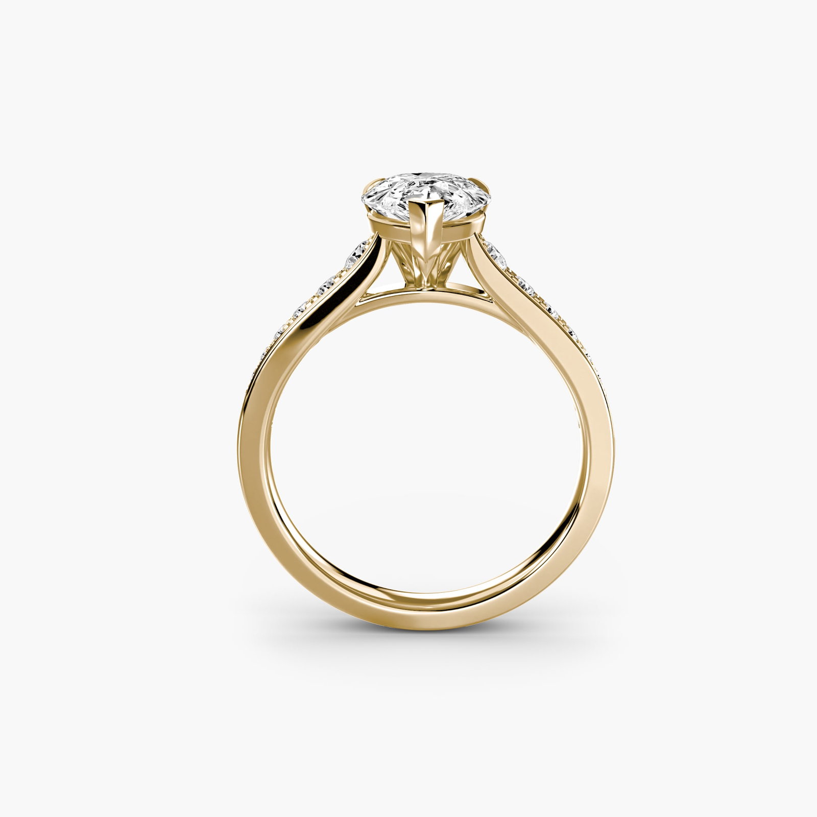 Pave Pear 18Kt Yellow Gold Ring Setting: Pave Pear 18Kt Yellow Gold Ring Setting Pave Pear 18Kt Yellow Gold Ring Setting - A delicate and elegant setting featuring 16 pave stones set in 18k yellow gold, with a total carat weight of