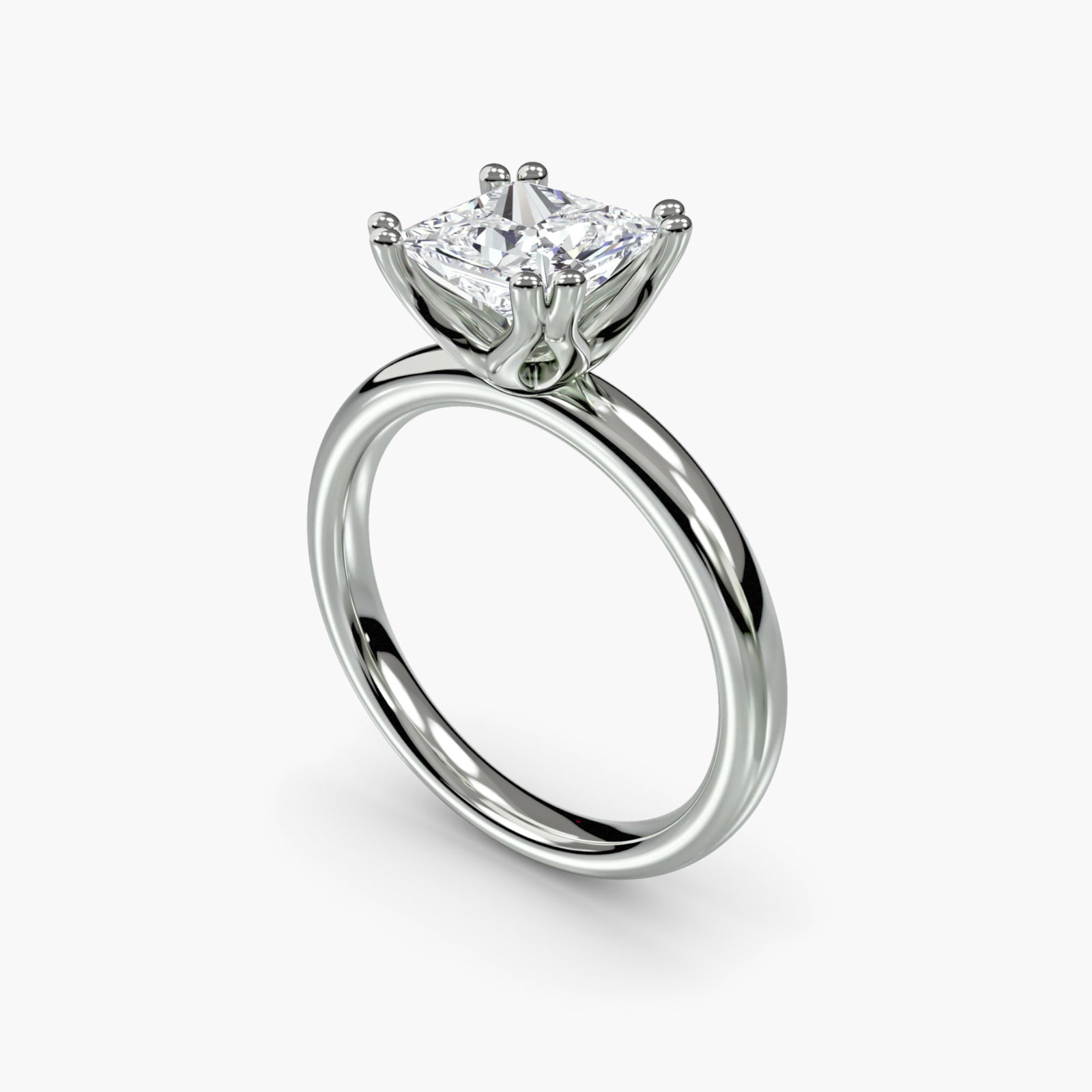 Solitaire Princess 950 Platinum Ring Setting - 5