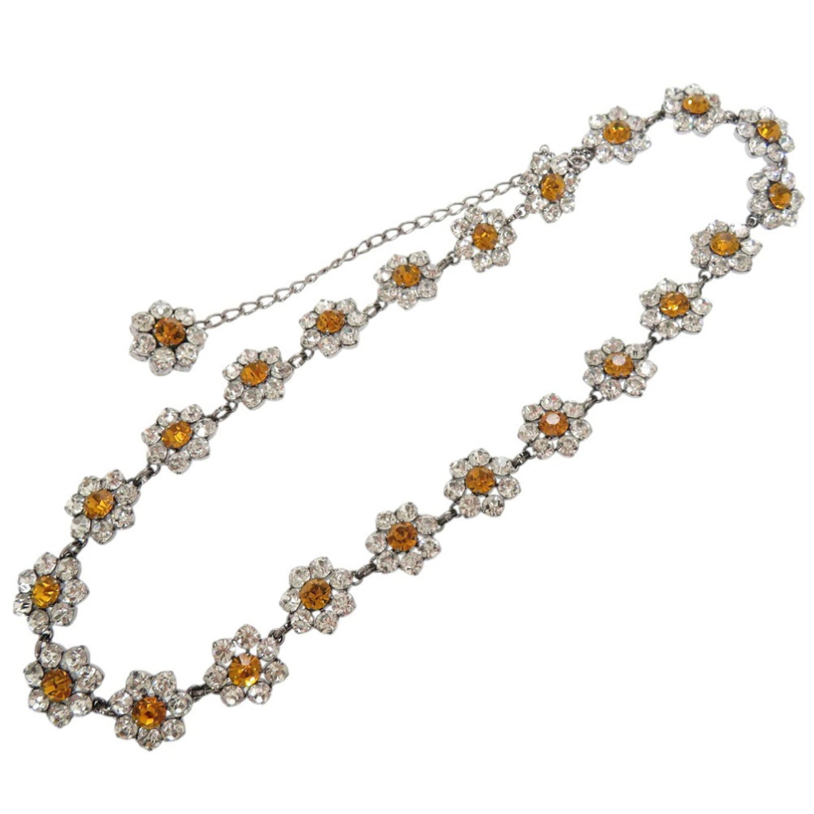 Like new Dolce & Gabbana flower chain necklace in metal with rhinestones orange, 0540 DOLCE&GABBANA (1 of 10)