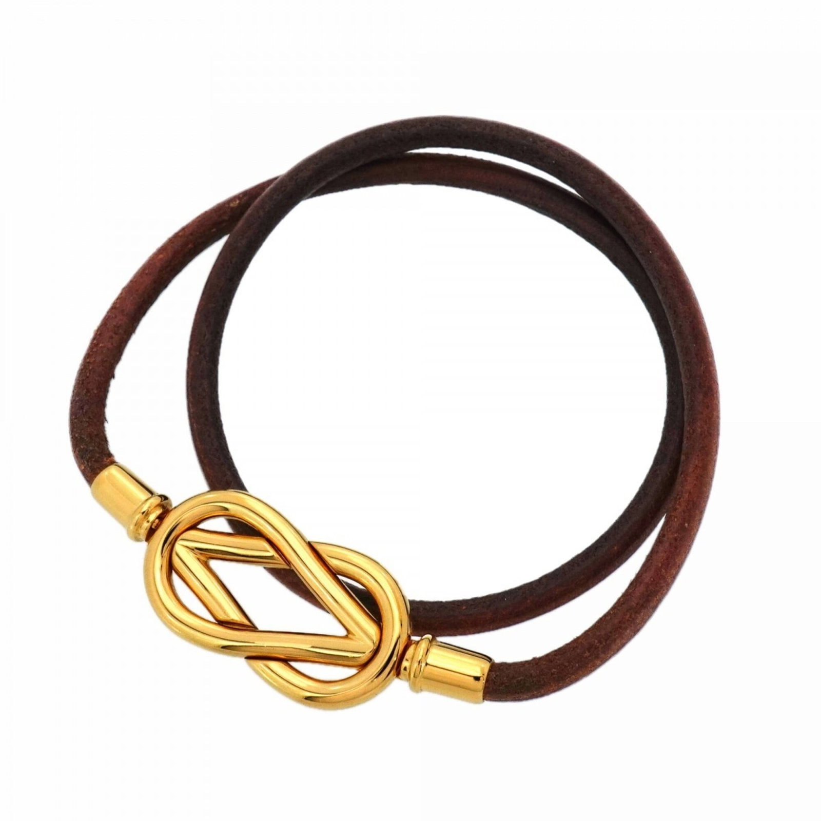 Hermes Charm Bracelet Gold Plating, Leather: Hermes Charm Bracelet Gold Plating, Leather Gold plating and supple leather come together in this classic Hermes charm bracelet, featuring a timeless brown hue and subtle gold accents. The 16.5cm leng