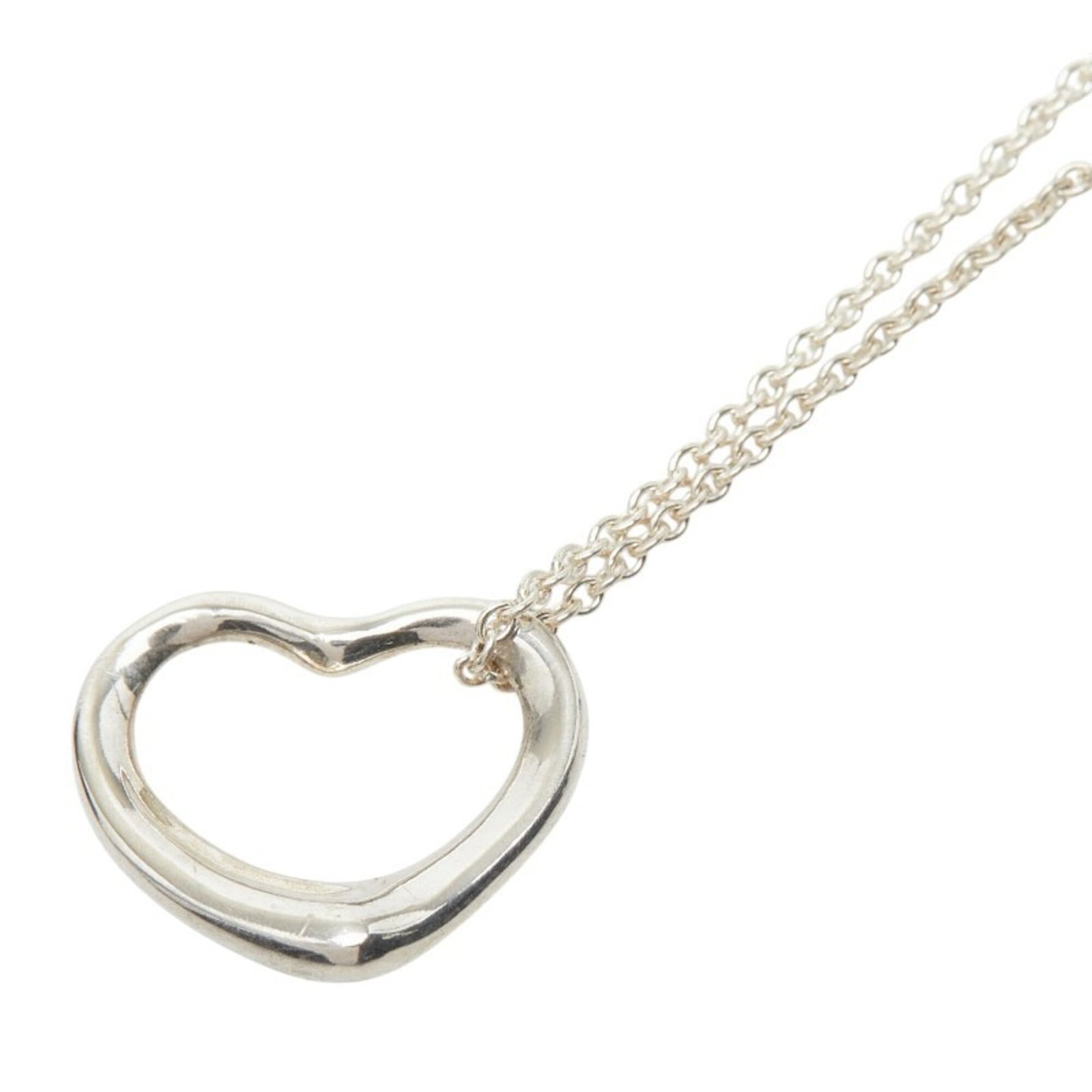 Tiffany & Co. Open Heart Necklace, SV925 Silver, Women's.: Tiffany & Co. Open Heart Necklace, SV925 Silver, Women's. Tiffany & Co.'s iconic Open Heart Necklace shines in sterling silver (925). This elegant piece features a 12.4mm x 14.4mm pendant with a 40 cm