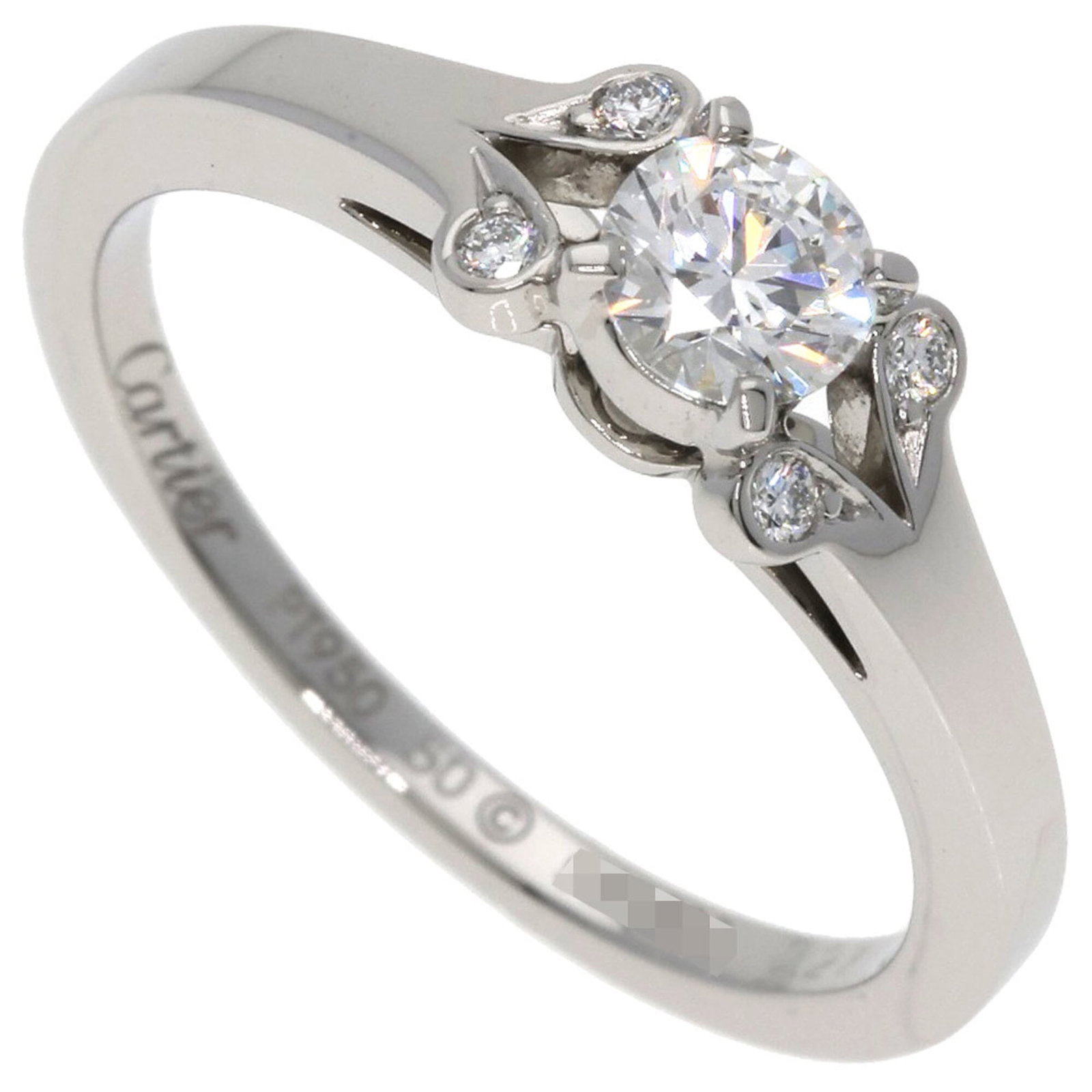 Cartier Band Ring Platinum 950: Cartier Band Ring Platinum 950 Cartier Band Ring Platinum 950 features a brilliant cut diamond weighing 0.27 carats in excellent condition, with hardly any traces of usage. Made from high-quality plat