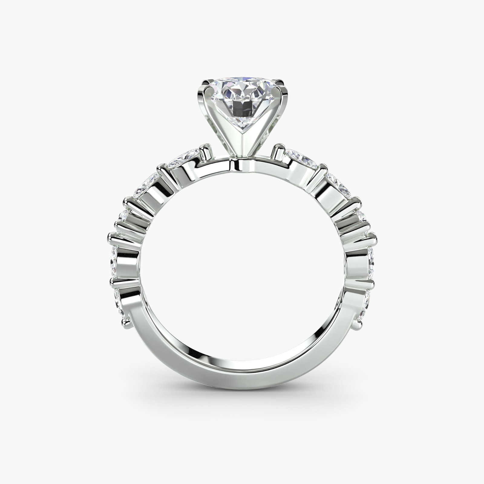 Pave Oval 14Kt White Gold Ring Setting: Pave Oval 14Kt White Gold Ring Setting The pave oval 14Kt white gold ring setting features ten side stones totaling 0.32 carats of lab-grown EF/VS color and clarity, set within an elegant oval band