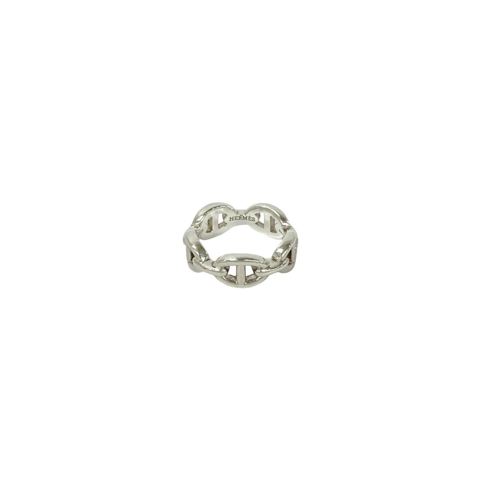 Hermes Band Ring Silver 925: Hermes Band Ring Silver 925 Silver 925 band ring from Hermes features a sleek and modern design. The item shows signs of usage with minor scratches and dirt, but remains in good condition overall.