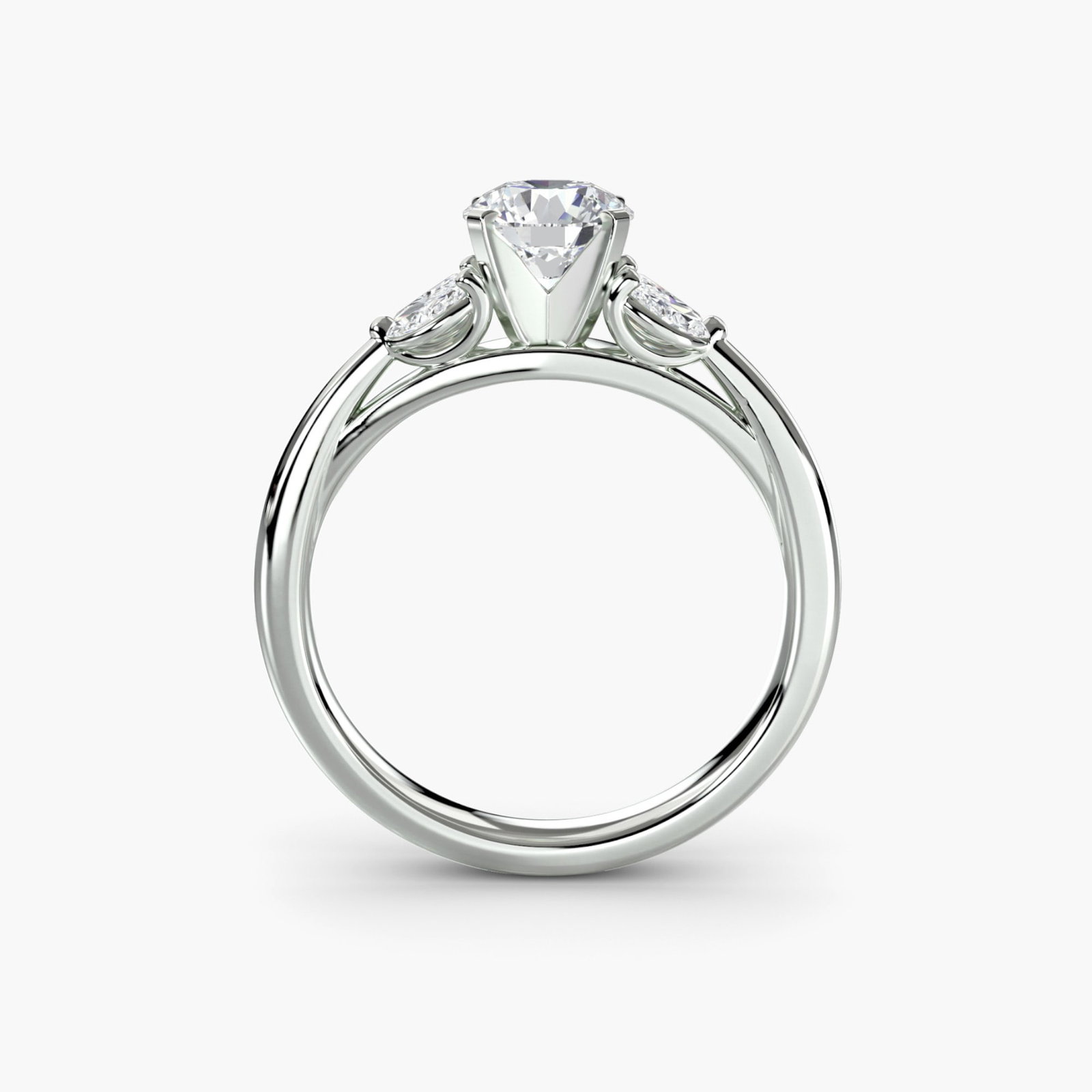 Side Stone Round 14Kt White Gold Ring Setting: Side Stone Round 14Kt White Gold Ring Setting The Side Stone Round 14Kt White Gold Ring Setting boasts a sleek design with four lab-grown side stones totaling 0.43 carats in EF/VS clarity and color. T