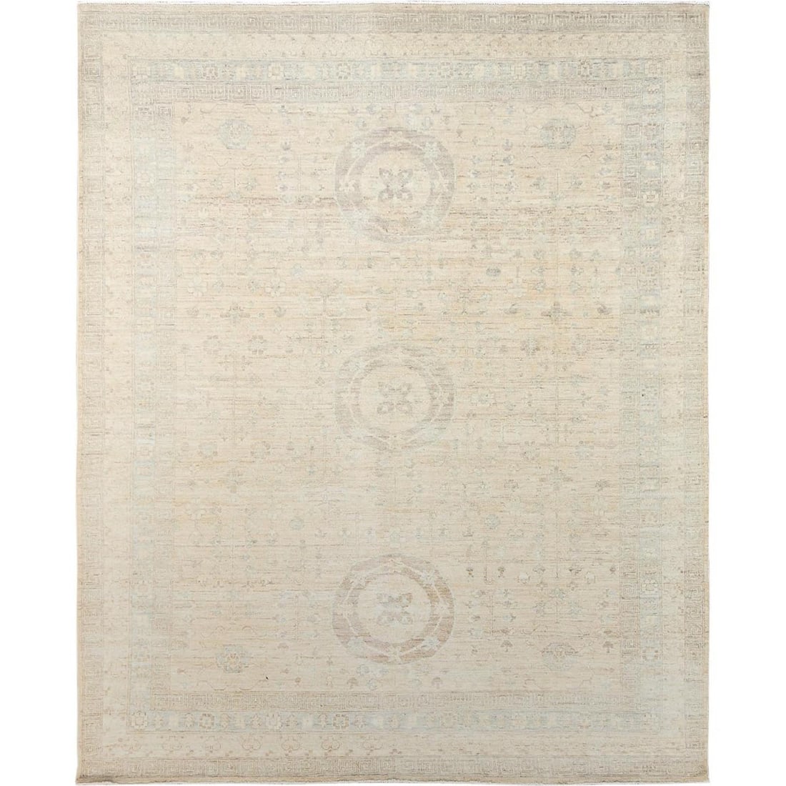 Beige Samarkand Design Wool Hand Knotted Rug (1 of 12)