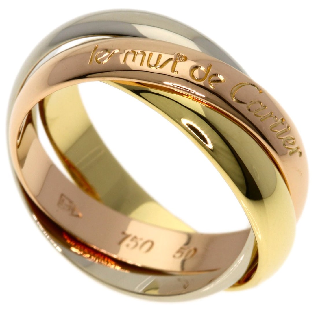 Yellow K18 Gold Pink Ring Cartier #50: Yellow K18 Gold Pink Ring Cartier #50 Cartier's K18 Yellow Gold Pink Ring boasts a striking gold hue and elegant design. This exquisite piece features a ring style with no main stone, showcasing the