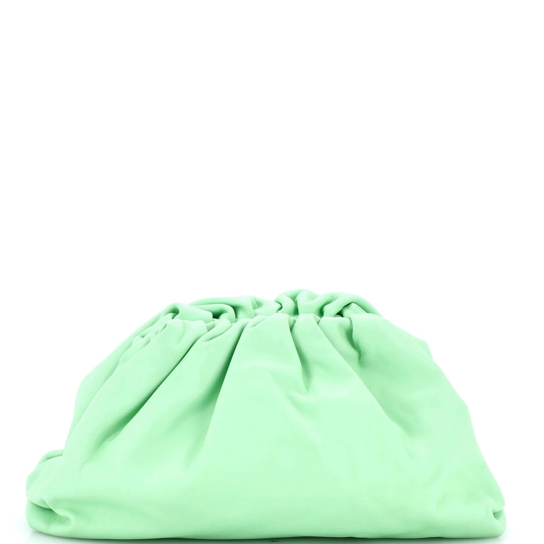 Teen leather pouch: Teen leather pouch The Bottega Veneta Teen leather pouch boasts a striking green exterior with gold hardware, adding a touch of sophistication to any outfit. Measuring 6" x 12" x 4", this stylish clut