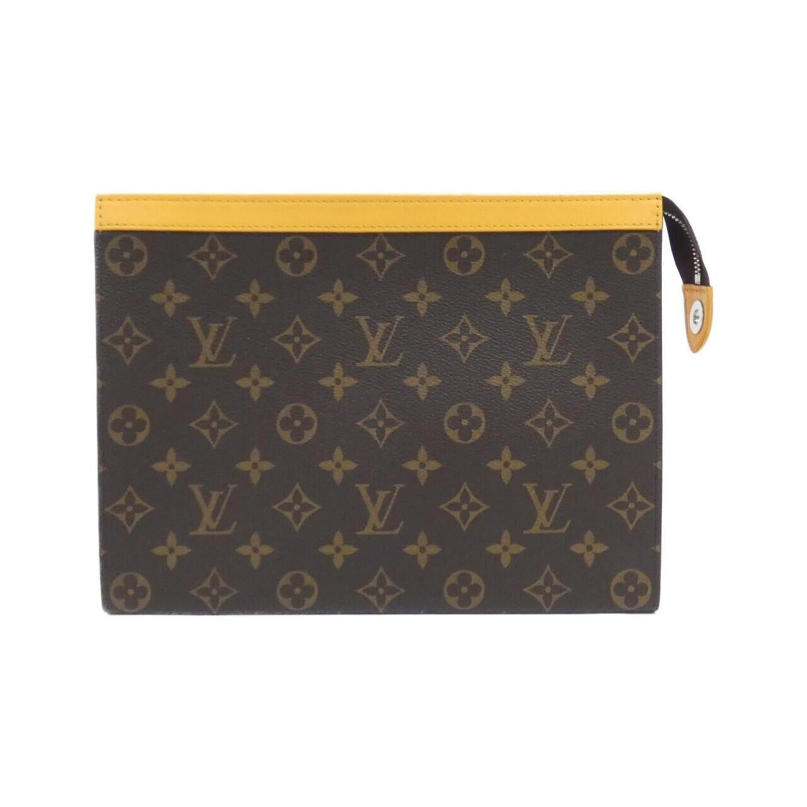 Louis Vuitton Pochette Coated Canvas: Louis Vuitton Pochette Coated Canvas The Louis Vuitton Pochette Coated Canvas is a stylish and practical handbag with a rich brown color. Measuring 20cm x 27cm x 6cm, it features coated canvas