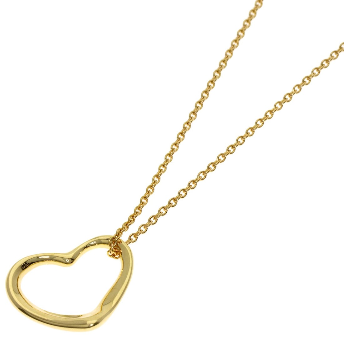 Open Heart Necklace Tiffany Co K18 Yellow Gold: Open Heart Necklace Tiffany Co K18 Yellow Gold Tiffany & Co's K18 Yellow Gold Open Heart Necklace boasts a sleek design with no main stone. Measuring 15.9 inches in length, this necklace showcases the