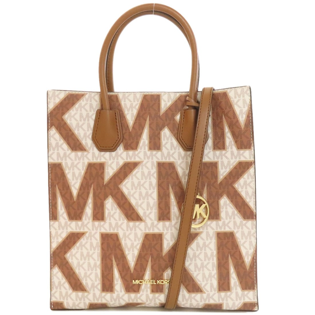Signature 2 Way Handbag Mk Michael Kors: Signature 2 Way Handbag Mk Michael Kors Signature 2 Way Handbag Mk Michael Kors. This handbag features a unique 2-way design and exterior made from PVC in a distinctive brown and white color