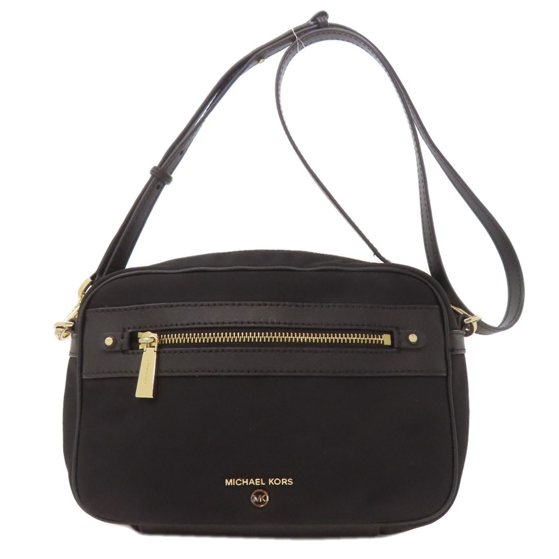 Kors Logo Nylon Michael Shoulder Bag: Kors Logo Nylon Michael Shoulder Bag This black Michael Kors Logo Nylon shoulder bag features a striking logo design on its exterior. Made from high-quality nylon material, the bag boasts a classic
