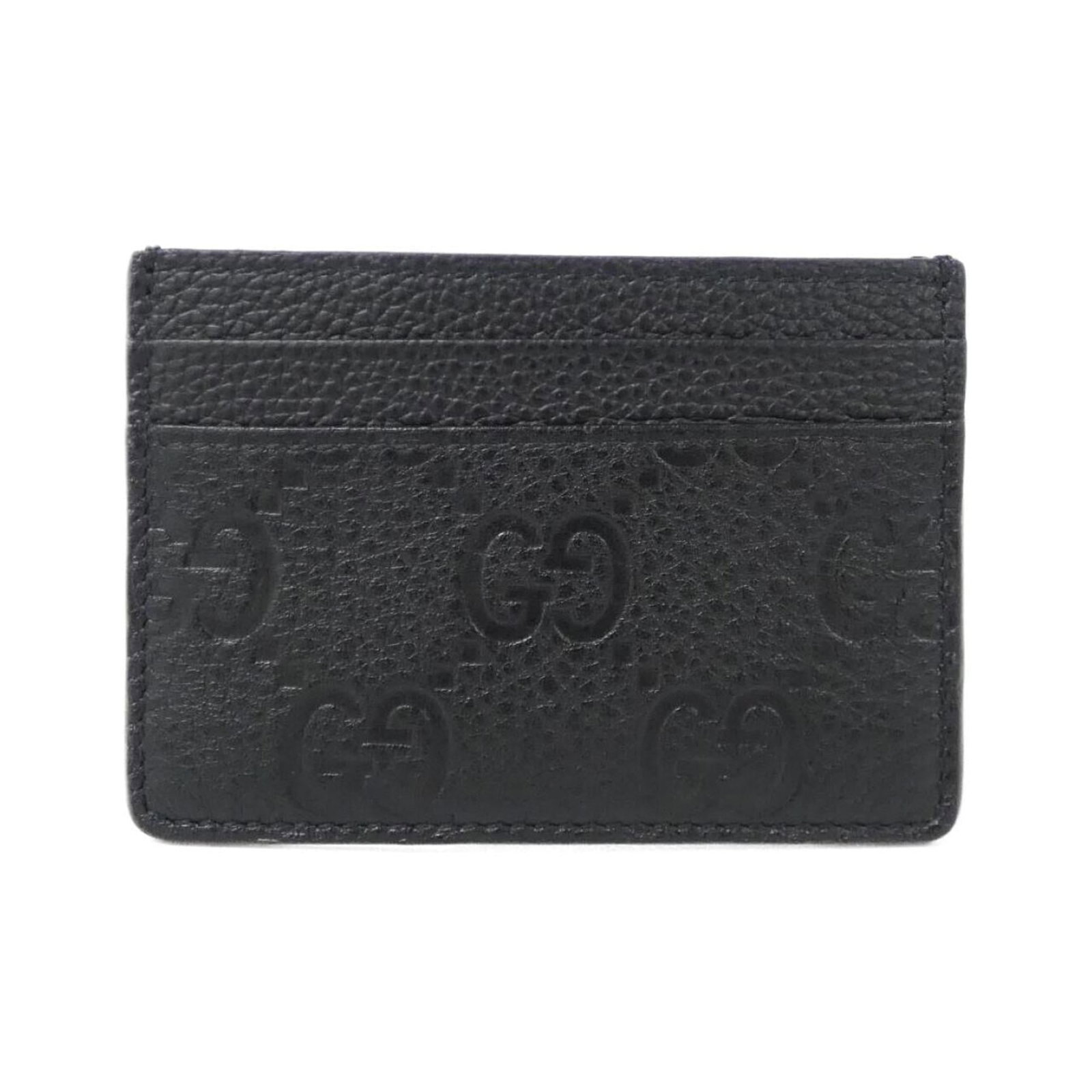 Gucci Card Case Leather: Gucci Card Case Leather This Gucci card case leather is made from high-quality black leather with some minor scratches and dirt. The condition is very good overall, showing only a few traces of usage.