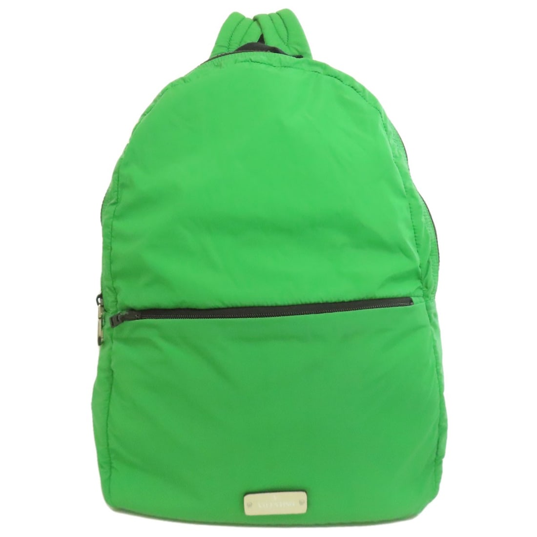 Valentino Logo Backpack Daypack Nylon: Valentino Logo Backpack Daypack Nylon Valentino's iconic logo backpack features a vibrant green nylon exterior with a distinctive A* daypack design. The brand's signature logo adds a touch of luxury