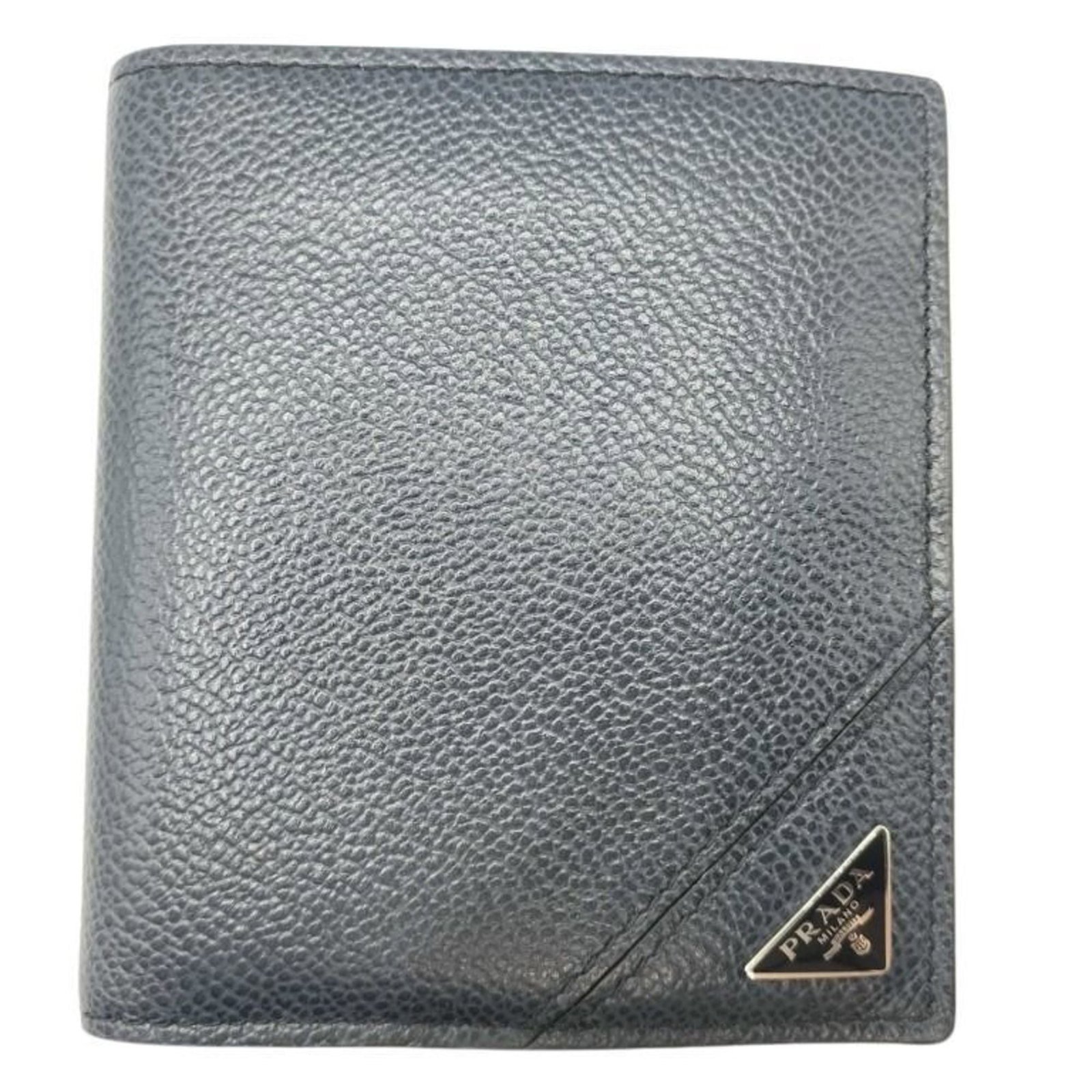 Prada Wallet (Bi-Fold) Leather: Prada Wallet (Bi-Fold) Leather The Prada bi-fold leather wallet boasts sleek design and premium material, with a classic black finish. Its compact size makes it easy to carry, while its durable constr