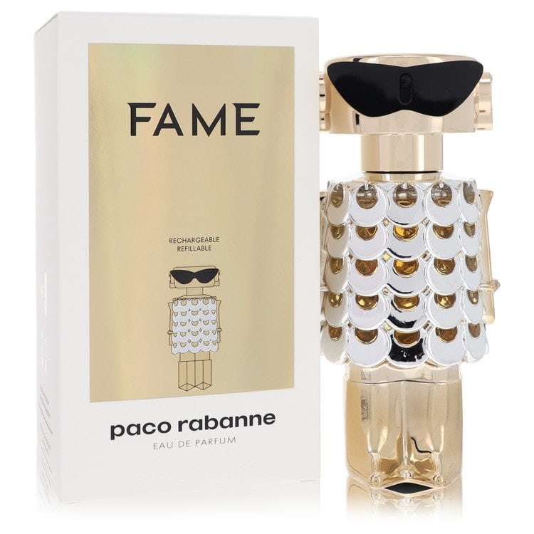 Paco Rabanne Fame Perfume By Paco Rabanne Eau De Parfum Spray Refillable: Paco Rabanne Fame Perfume By Paco Rabanne Eau De Parfum Spray Refillable Paco Rabanne Fame Eau De Parfum Spray Refillable offers a sophisticated scent for women. This 2.7 oz refillable fragrance featu