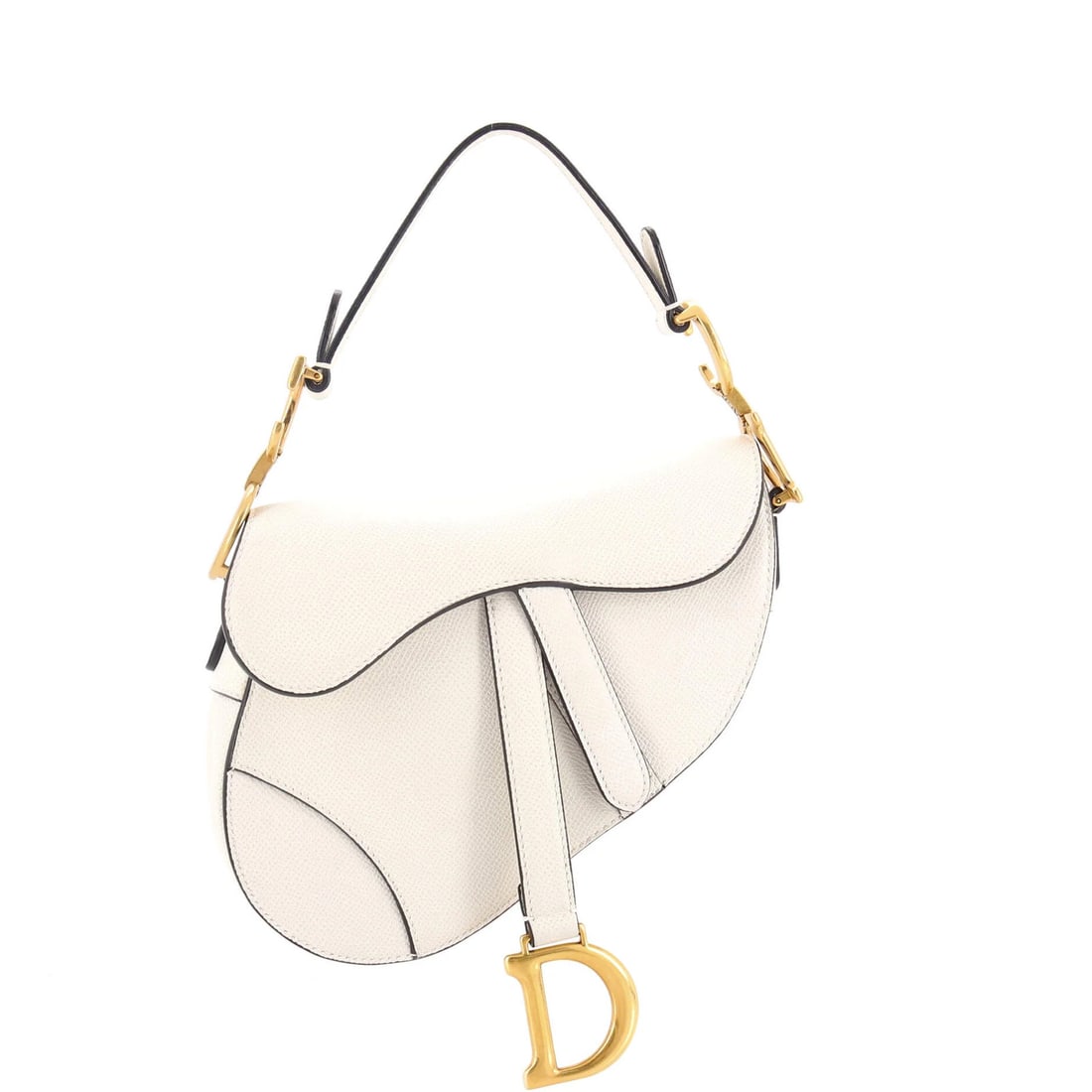 Saddle Bag Dior Christian Mini Leather: Saddle Bag Dior Christian Mini Leather The Saddle Bag Dior Christian Mini Leather features a sleek white exterior with minor scuffs and discoloration, adding subtle character to its design. This mini 