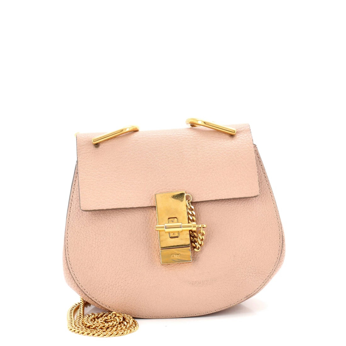 Crossbody Bag Leather Mini Drew Chloe: Crossbody Bag Leather Mini Drew Chloe The Chloe Leather Mini Drew Crossbody Bag boasts a neutral exterior with minor creases and a suede interior with scuffs and discoloration. Measuring just 7" tall 
