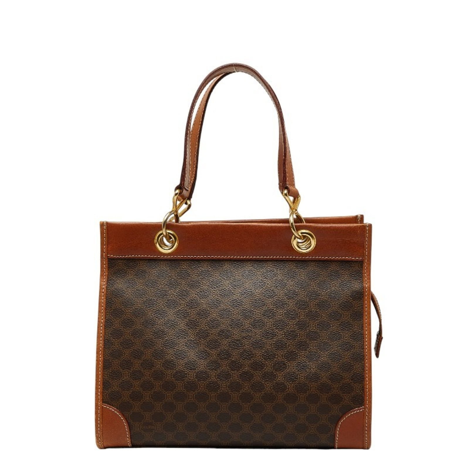 Celine Handbag Pvc Leather: Celine Handbag Pvc Leather Celine handbag made from Pvc and leather in brown color with a size of 20cm x 25cm x 12.5cm. This used handbag has traces of usage, scratches, and dirt, but remains generall