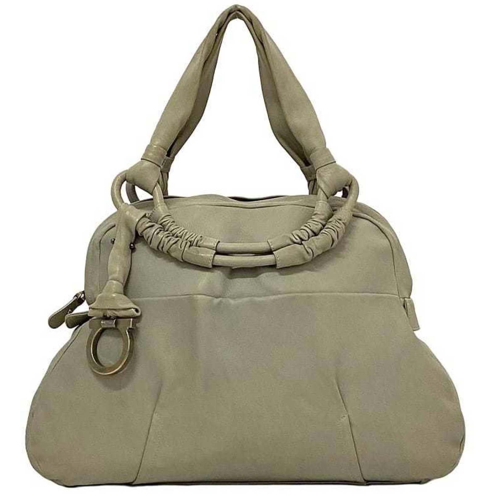 Salvatore Ferragamo Tote Bag Leather: Salvatore Ferragamo Tote Bag Leather Gray Salvatore Ferragamo Tote Bag with Zipper Closure and Inner Pockets. This used leather tote bag features a classic design with a zipper closure and one inner