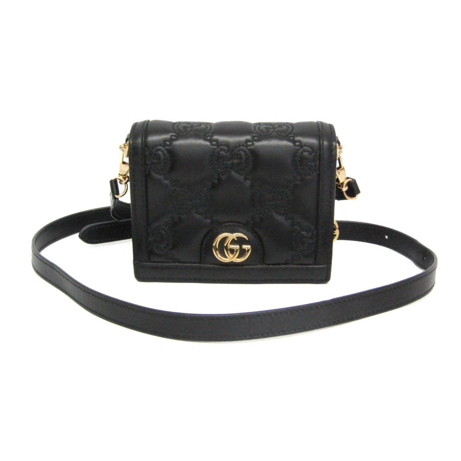 Gucci Handbag Shoulder Bag Leather: Gucci Handbag Shoulder Bag Leather Gucci's iconic shoulder bag boasts sleek black leather and a magnetic snap closure. The spacious interior features a card holder and two pockets for added organizati