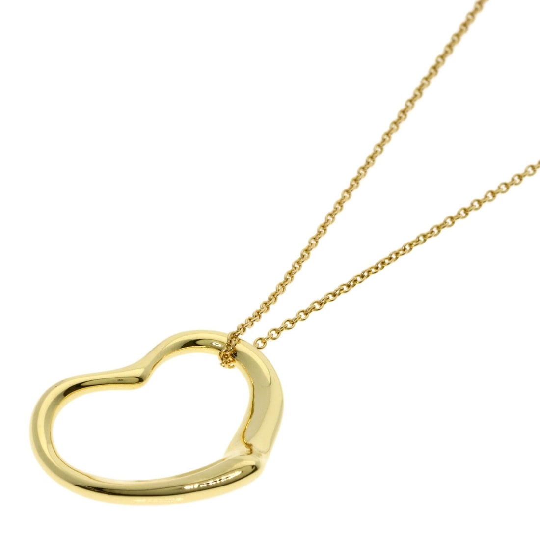 Open Heart Necklace Tiffany Co K18 Yellow Gold: Open Heart Necklace Tiffany Co K18 Yellow Gold Tiffany & Co's K18 Yellow Gold Open Heart Necklace boasts a sleek and sophisticated design. The 16.9-inch length provides ample versatility for styling, 