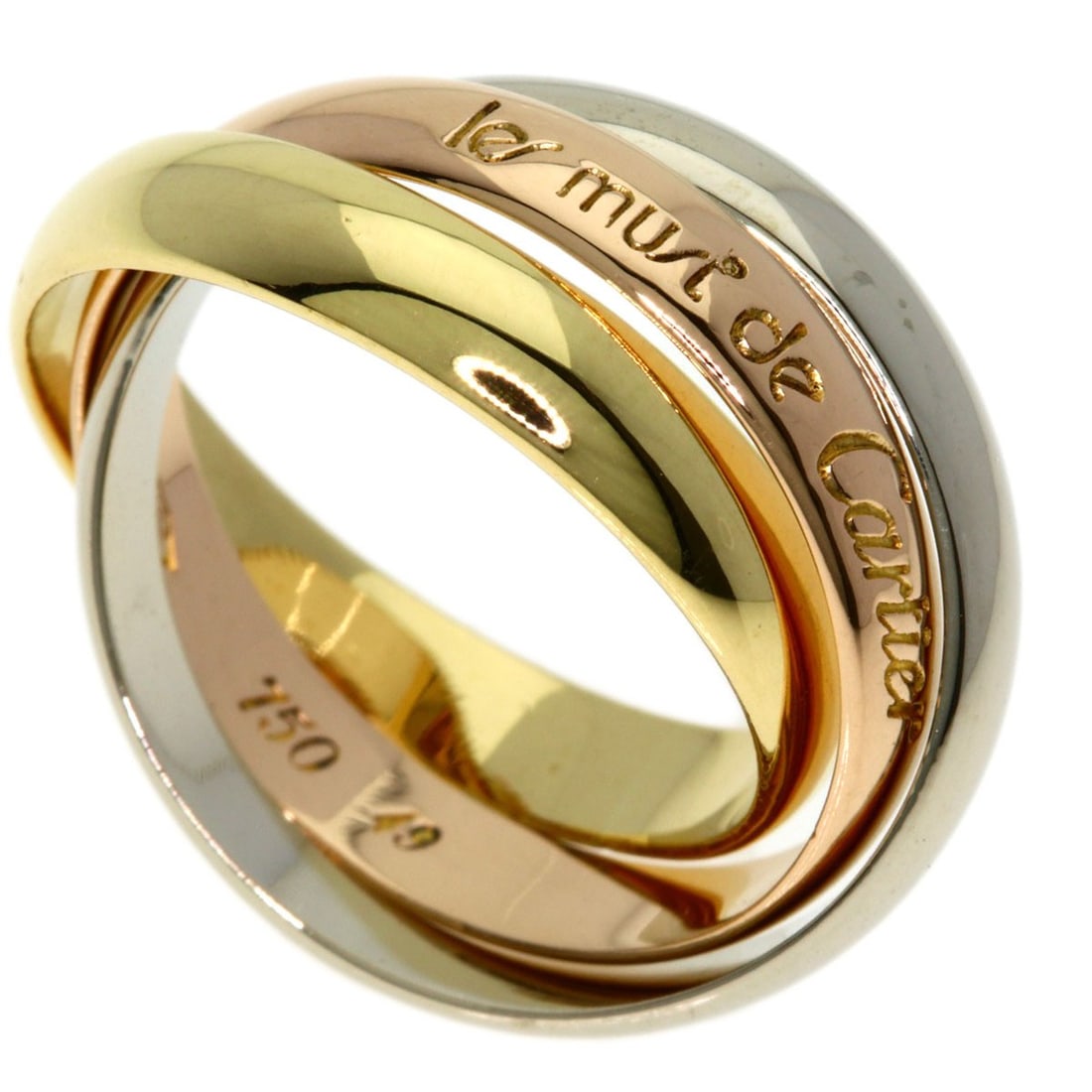 K18 Pink Gold Yellow Gold Cartier Ring #49: K18 Pink Gold Yellow Gold Cartier Ring #49 K18 Pink Gold Yellow Gold Cartier Ring #49 is a unique piece featuring K18 yellow gold material and no main stone. The ring's style and exterior color are