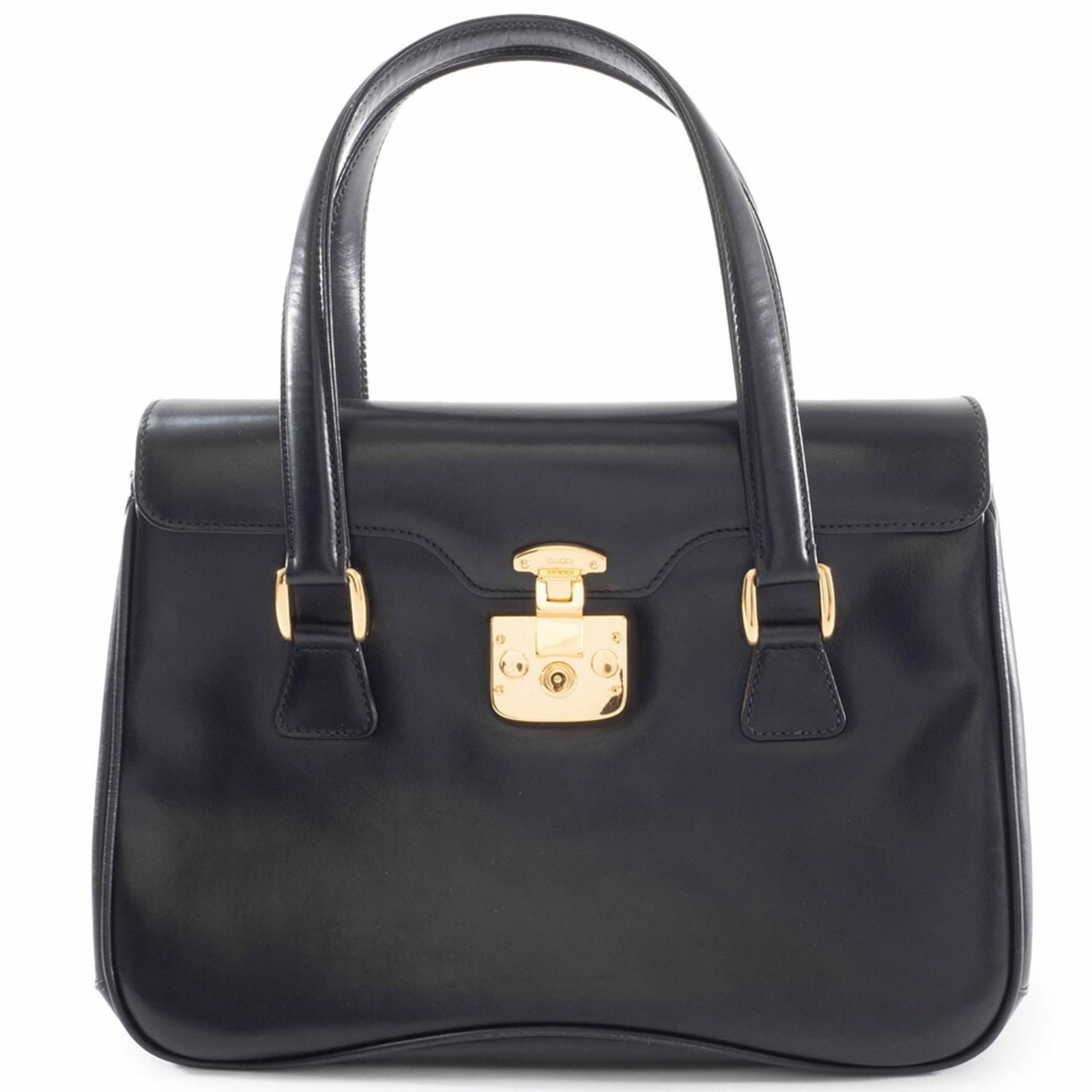 Gucci Handbag Leather: Gucci Handbag Leather Gucci Handbag Leather is a black leather handbag with dimensions of 22cm x 29cm x 10cm. This used Gucci bag has traces of usage and shows some damages and dirt, but remains in ac