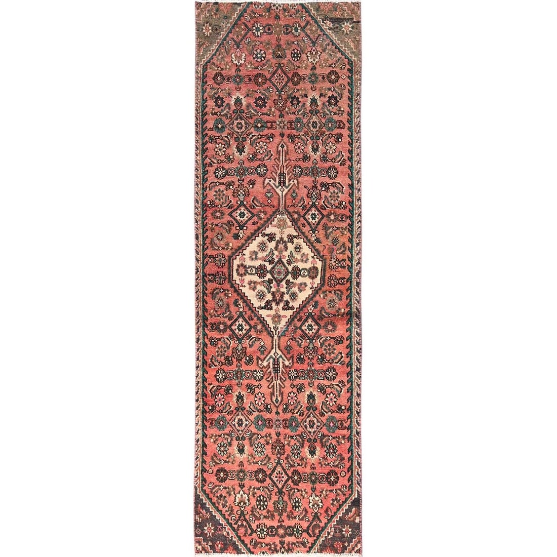 Pink Vintage Zoroastrian Wool Hand Knotted Babikoodid Runner Rug 2'6"x8'10 (1 of 7)