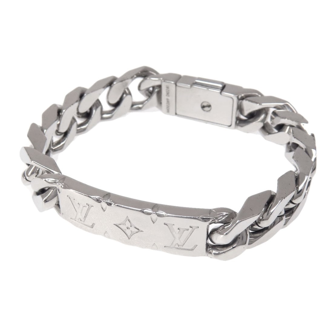 Chainbracelet Monogram Louis Vuitton Metal: Chainbracelet Monogram Louis Vuitton Metal Silver Chainbracelet Monogram Louis Vuitton Metal. This metal bracelet features a classic monogram pattern and a silver chain design. The item's distinctive 