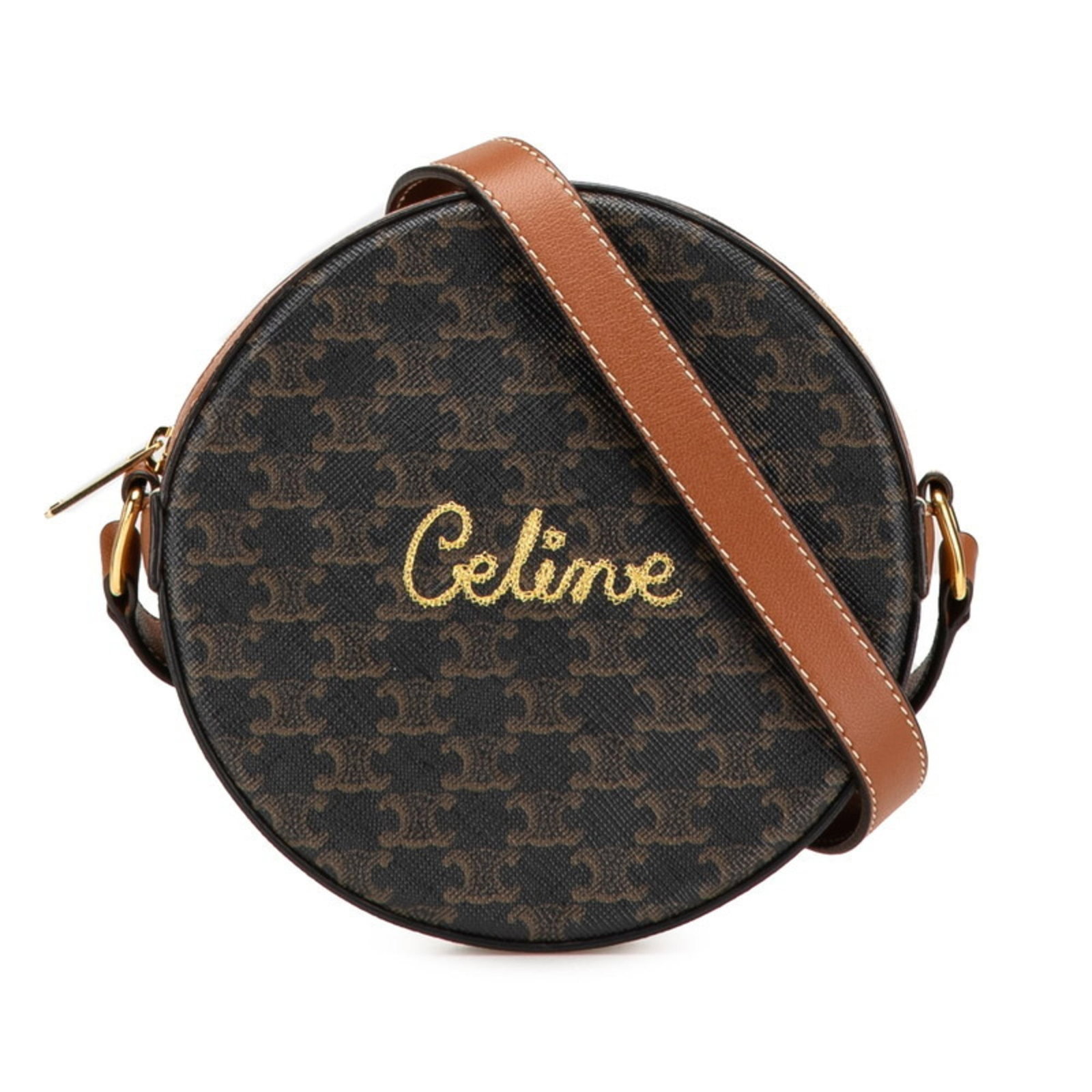 Celine Shoulder Bag Pvc Leather: Celine Shoulder Bag Pvc Leather This Celine shoulder bag features a unique combination of Pvc and leather materials in black and brown hues. With its compact size and sleek design, it's perfect for